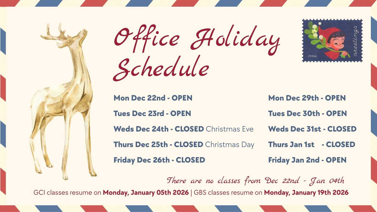 2025 School Office Opening Hours