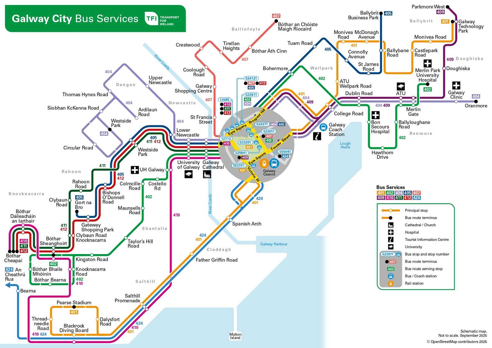 Galway City Bus Eireann Route Map